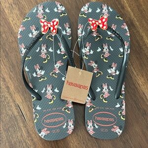 Havaianas Minnie Mouse Flip Flops - Black and Red